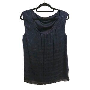 St. John Silk Metallic Tank Top Women's Size S Navy Blue Lined Sleeveless